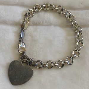 Sterling silver heart charm bracelet